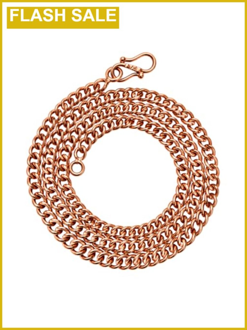 Copper Cuban Link Chain Necklace 4mm S-Hook Clasp Unisex 16 Inch